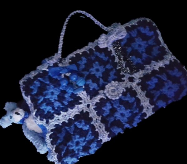 Blue Sensory Muff Handbag - A Tactile Companion for Comfort!